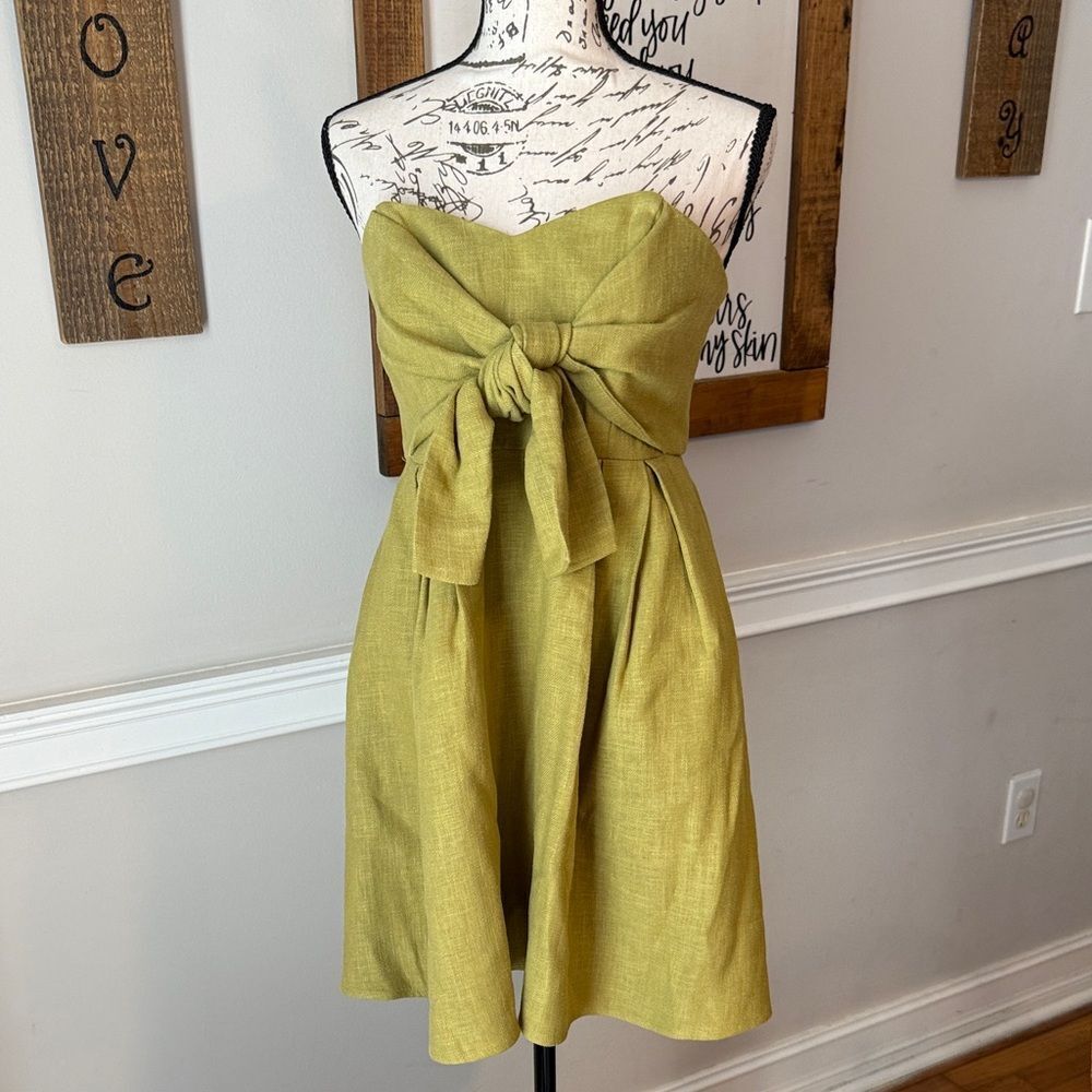Lovers + Friends Strapless Lime Green Tie-Front Dress